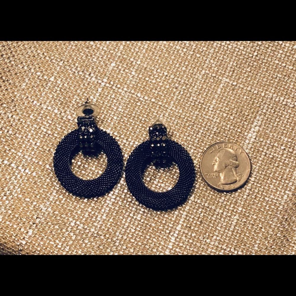 Charcoal Gray Mesh Hematite Earrings